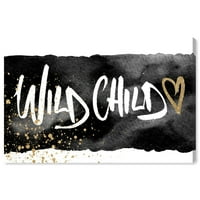 Wynwood Studio 'Wild Child' tipografija i Citati Wall Art Canvas Print-crna, zlatna , 30 20