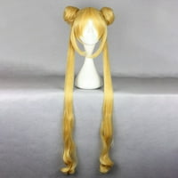 Unique Bargains perike za ljudsku kosu za žene sa kapicom za periku duga kosa 39 perike Zlatnog tona