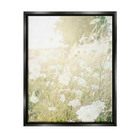 Suncem Obasjana Livada Cvjetajući Divlje Cvijeće Pejzaž Fotografija Jet Crni Uokvireni Art Print Wall Art