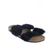 Mata Trensetter - Fau krznena slajd sandala u crnoj boji