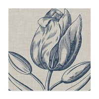 Zaštitni znak Likovna umjetnost 'Indigo cvjetni na posteljinu IV' Canvas Art by Vision Studio