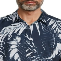 Cafe Luna Muška teksturirana košulja sa tropskim listovima sa kratkim rukavima