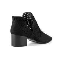 Perforirane ženske cipele na blok štiklama u crnoj boji